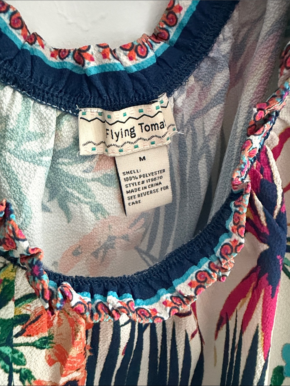 Flying Tomato Boho Multicolor Floral Scoop Neck Women's Blouse - Picture 2 of 3